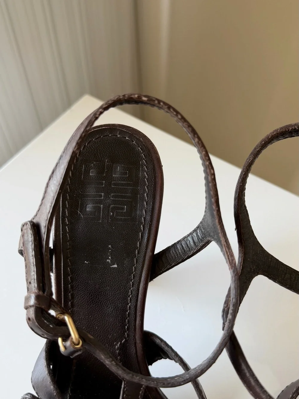 Vintage Givenchy Brown Leather Strappy Sandals Made in Italy EU 38.5